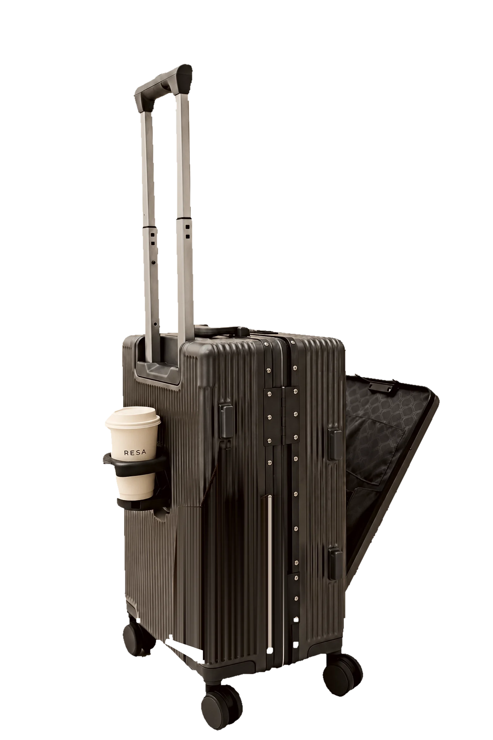 RESA suitcase with cup holder, side holders and front pocket